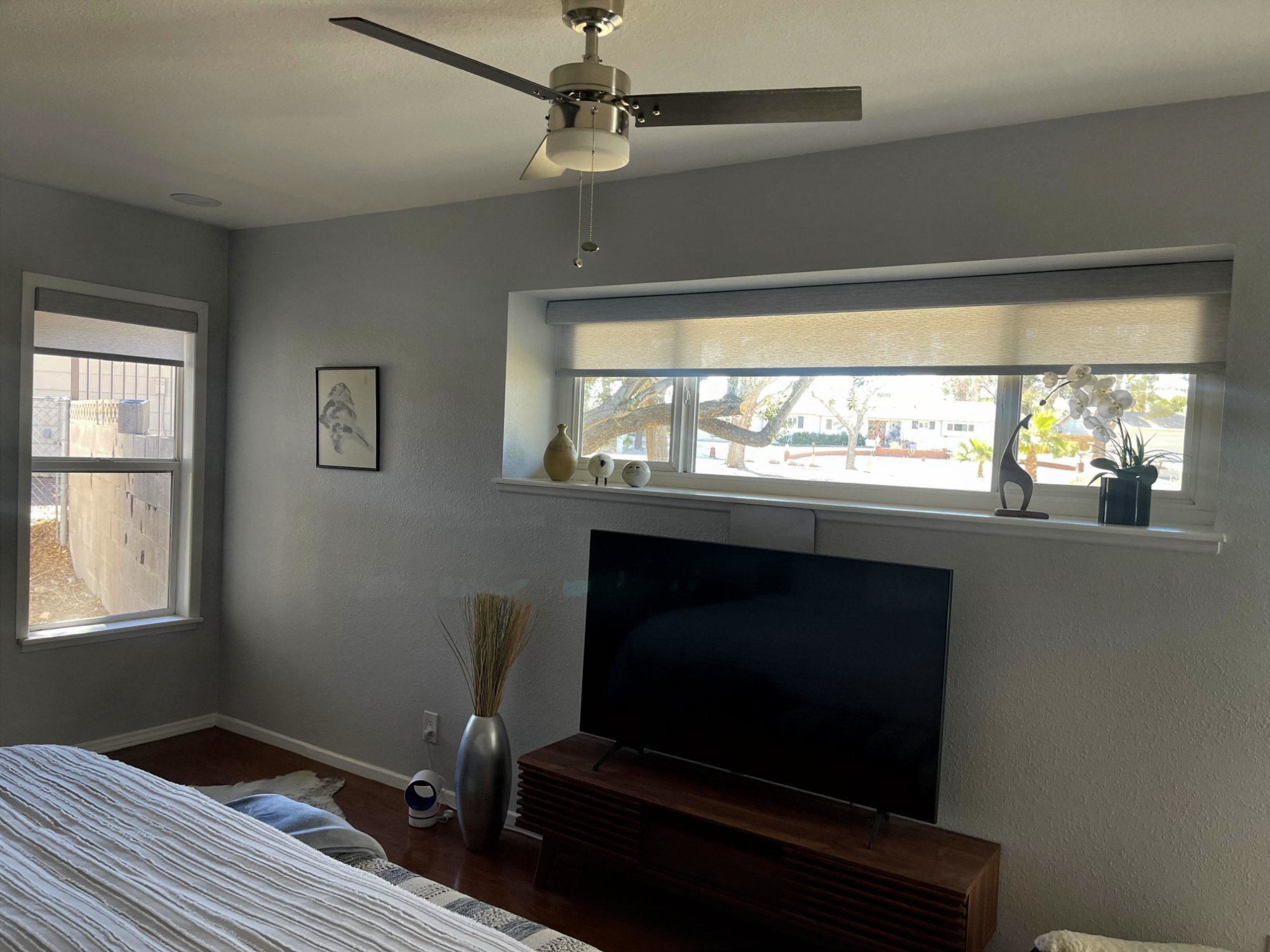 Modern roller shades installed in a Las Vegas home by Moonlight Window Fashions